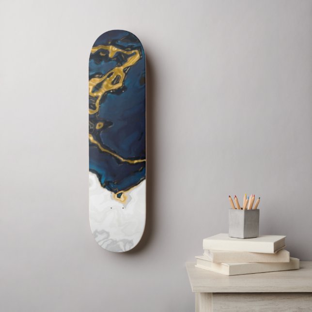 Meer von Smaragdgoldblauen Marmor Skateboard (Wandkunst)