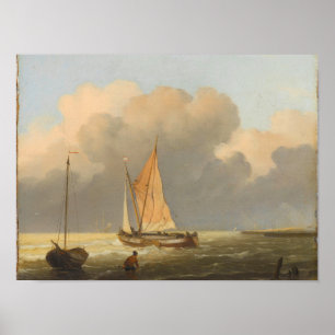 Meer vor der Küste, mit Spritsail Barge Poster