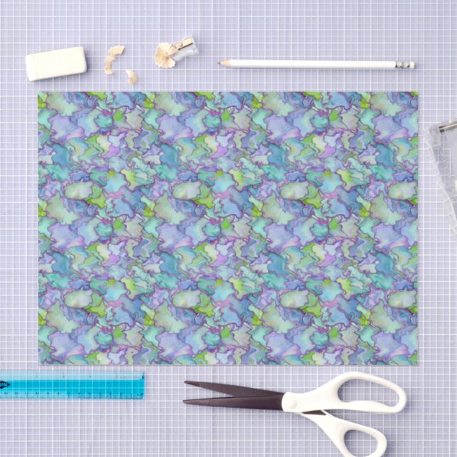 Meerblau & Mintgrün Wasserfarbe-Decoupage  Seidenpapier (Handwerk)