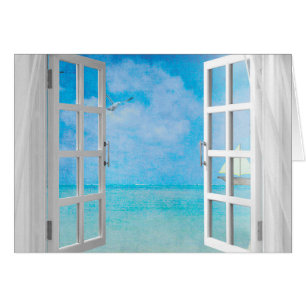 Meerblick durch offene Fenster