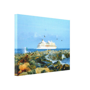 Meerblick mit LuxusKreuzschiff Leinwanddruck