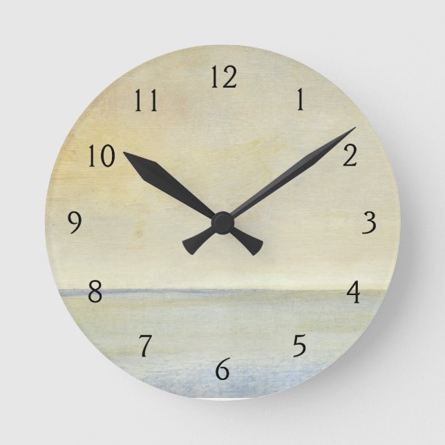 Meerblick mit ruhigem orange Sonnenuntergang Runde Wanduhr (Vorderseite)