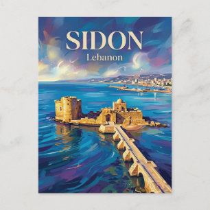 Meerburg Sidon Libanon Postkarte