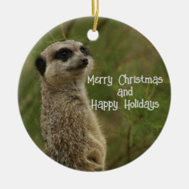 Meercat Merry Christmas Ornament