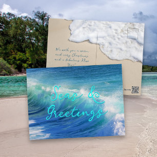 Meere und Grüße Ozeanwellen Urlaub Postkarte