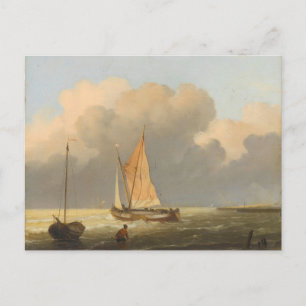 Meere vor der Küste, mit Spritsail-Barge-Plakat Postkarte