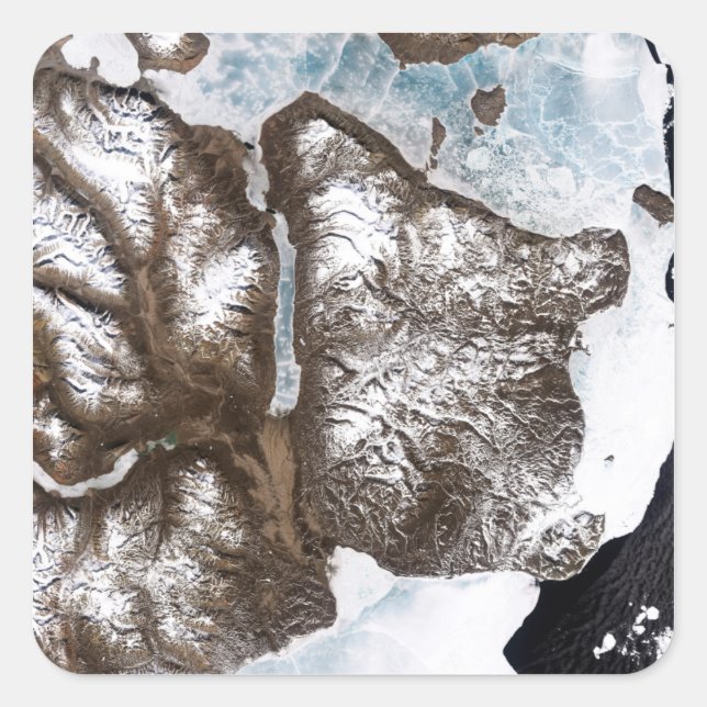 Meereislinien im Osten Grönlands Quadratischer Aufkleber (Vorderseite)