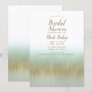 Meeres-Schaum Gold Weiß Elegante Strand-Brautparty Einladung