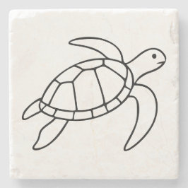 Meeres-Schildkröte Linienkunst – Minimalistisches  Steinuntersetzer