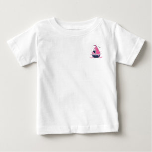Meeres Thema Mädchenhaftes Segelboot Rosa Punkte S Baby T-shirt