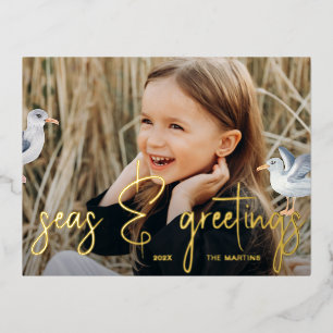 Meeres- und Greetings Blue Beach Theme Foto Folien Feiertagspostkarte
