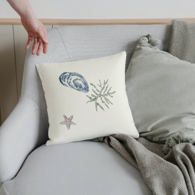 Meeresalgen-Aqua antikes Meeresleben Küstenlinie Kissen (Von Creator hochgeladen)