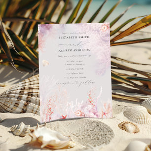 Meeresalgen   Seashell Watercolor Wedding Einladung