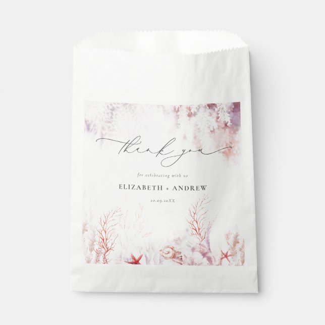 Meeresalgen | Seashell Watercolor Wedding Geschenktütchen (Vorderseite)