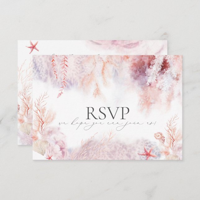 Meeresalgen | Seashell Wedding RSVP Card (Vorne/Hinten)