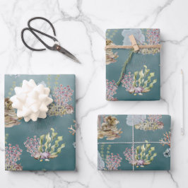 Meeresalgenkoralle unter dem tiefen Grünen Meer Geschenkpapier Set