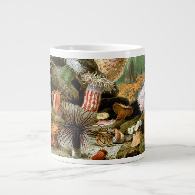 Meeresanemonen, Vintage Meerestiere Jumbo-Tasse (Vorderseite)