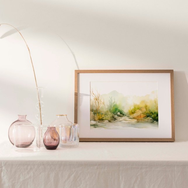 Meeresbänder: Bunte Algen und Kelp Garden Poster (Watercolor print of an underwater seaweed and kelp garden.)