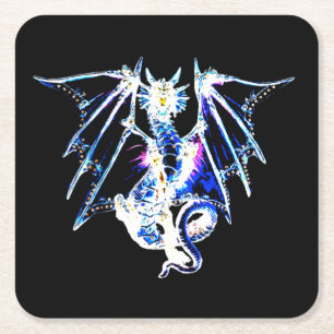 Meeresbestien-Drache Dunkle Fantasy Mythologisches Rechteckiger Pappuntersetzer