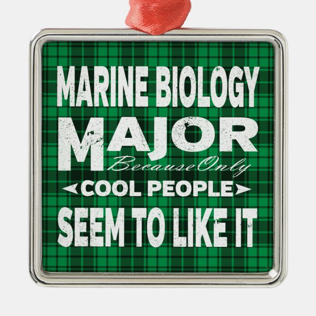 Meeresbiologie Uni Major Green Kariert Ornament Aus Metall (Vorne)