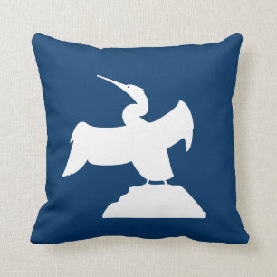 MEERESBIRD. WEISSE auf blauem Kissen