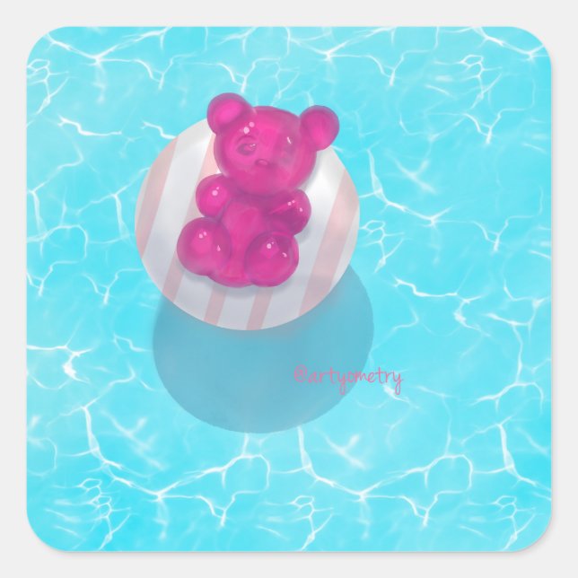 Meeresblau Quadratischer Aufkleber (Vorderseite)