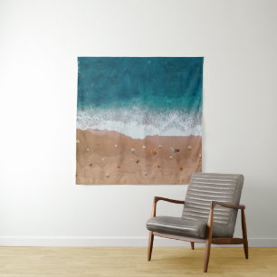 MEERESBLICK STRAND MUSCHELN SOMMERFERIEN  WANDTEPPICH
