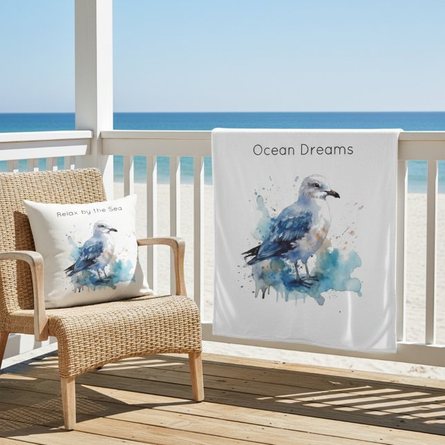 Meeresbrise: Aquareller Seagull Fleecedecke (Von Creator hochgeladen)