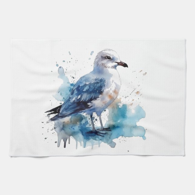 Meeresbrise: Aquareller Seagull Geschirrtuch (Horizontal)