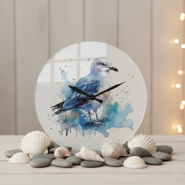 Meeresbrise: Aquareller Seagull Große Wanduhr (Von Creator hochgeladen)