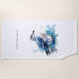 Meeresbrise: Aquareller Seagull Strandtuch