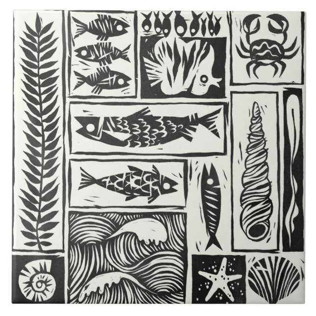 Meeresdekoration Fliese (Vorderseite)