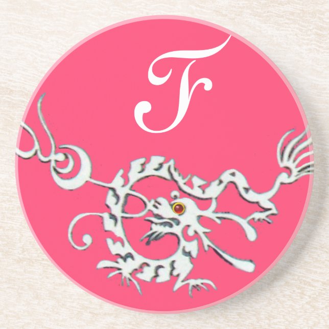 MEERESDRAGON 2 MONOGRAMM, rosa weiß Getränkeuntersetzer (Vorne)