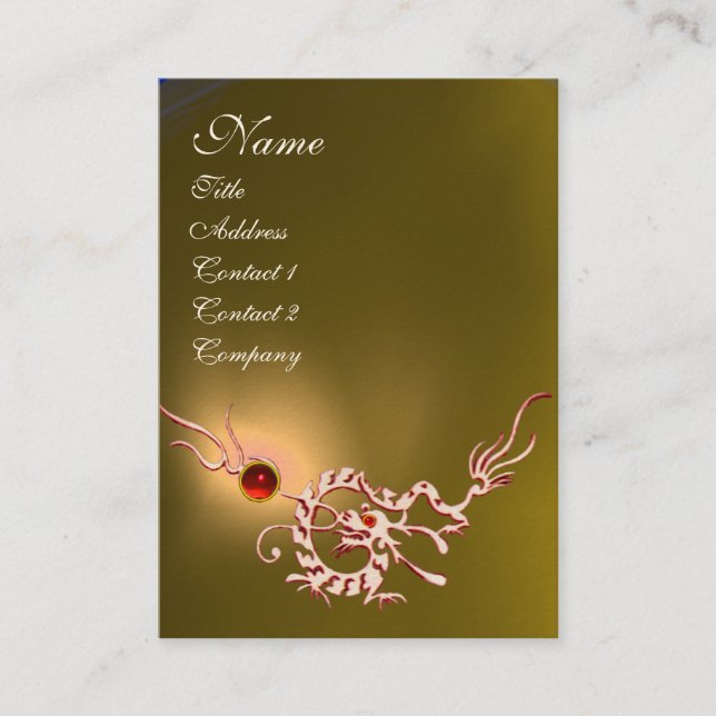 MEERESDRAGON 2 TOPAZ MONOGRAM, gelb, rot Visitenkarte (Vorderseite)