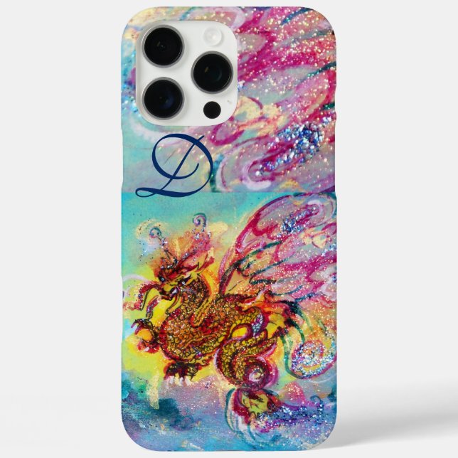 MEERESDRAGON IN GOLD BLAU GLITZERN MONOGRAM Case-Mate iPhone HÜLLE (Rückseite)