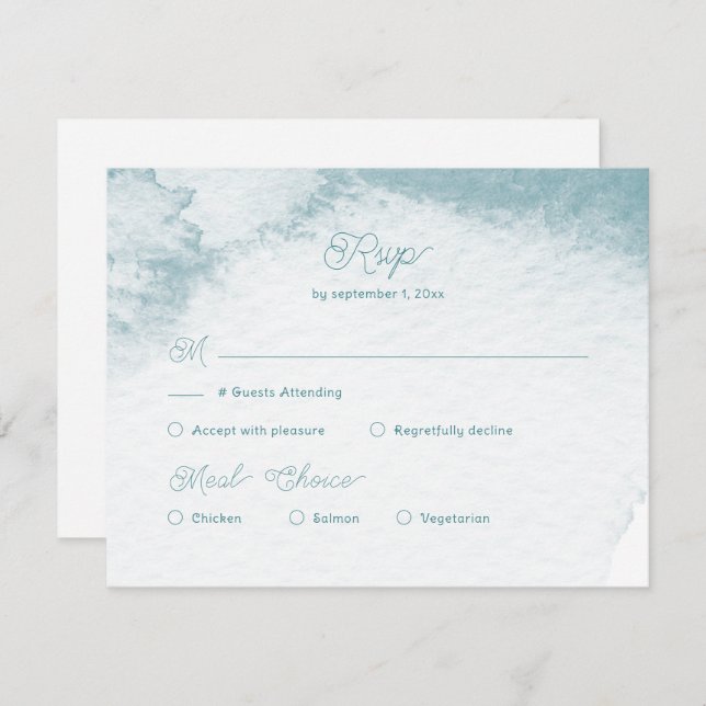 Meeresfarben Muschel Hochzeitessen RSVP Karte (Vorne/Hinten)