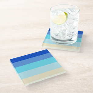 MeeresfarbenStreifen Muster Keramik Tile Glasuntersetzer