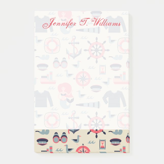 Meeresflora und -fauna-Muster | addieren Ihren Post-it Klebezettel (Vorderseite)