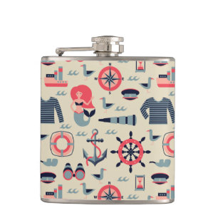 Meeresflora und -fauna-Muster Flachmann