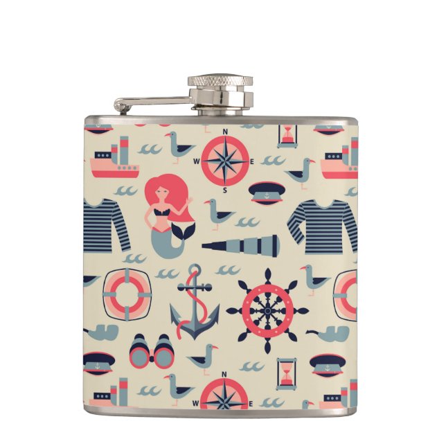 Meeresflora und -fauna-Muster Flachmann (Vorderseite)