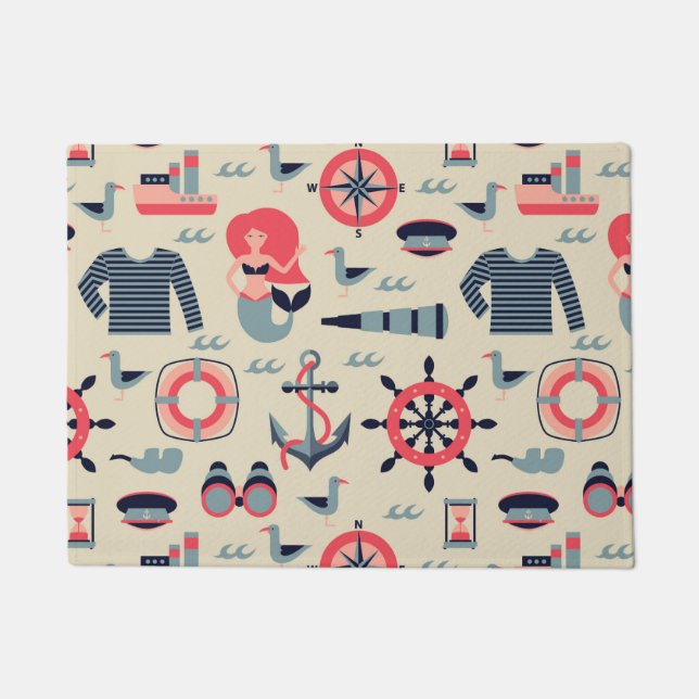 Meeresflora und -fauna-Muster Fußmatte (Vorderseite)