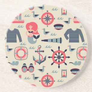 Meeresflora und -fauna-Muster Sandstein Untersetzer