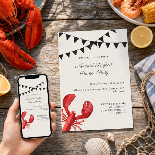 Meeresfrüchte-Abendessen Nautische Sommerparty Einladung