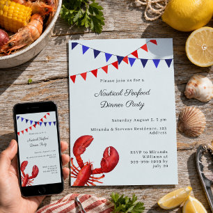 Meeresfrüchte-Abendessen Sommerparty Schifffahrt Einladung