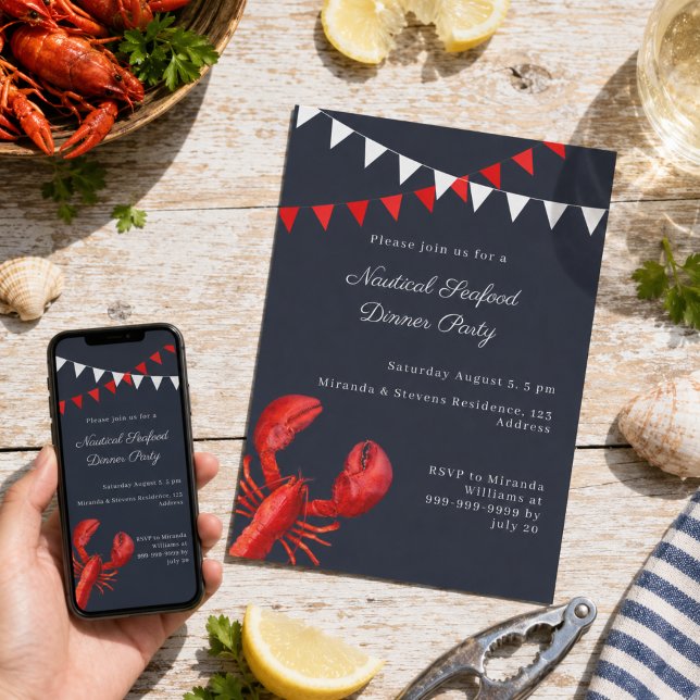 Meeresfrüchte-Abendessen Sommerparty Schifffahrt Einladung (Von Creator hochgeladen)