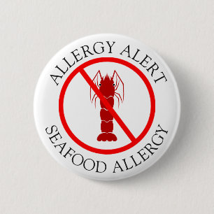 Meeresfrüchte-Allergie-Alarm-Knopf Button