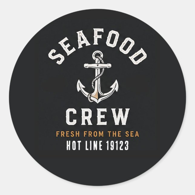 Meeresfrüchte-Crew Fischerei & Meeresfrüchte-Liebh Runder Aufkleber (Vorderseite)