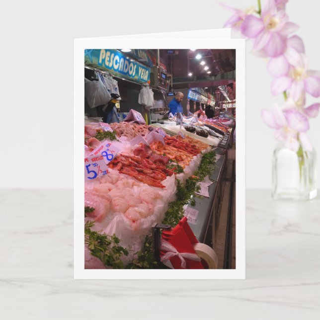 Meeresfrüchte im Mercado Central, Valencia, Spanie Karte (Orchidee)