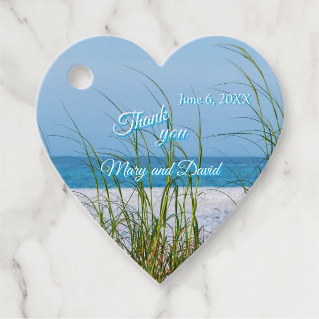 Meeresfrüchte in weißem Sand - Danke Hochzeit Geschenkanhänger (Vorderseite)