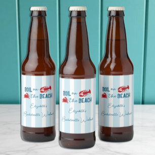 Meeresfrüchte-Kochparty Junggesellinnenabschied Bierflaschenetikett
